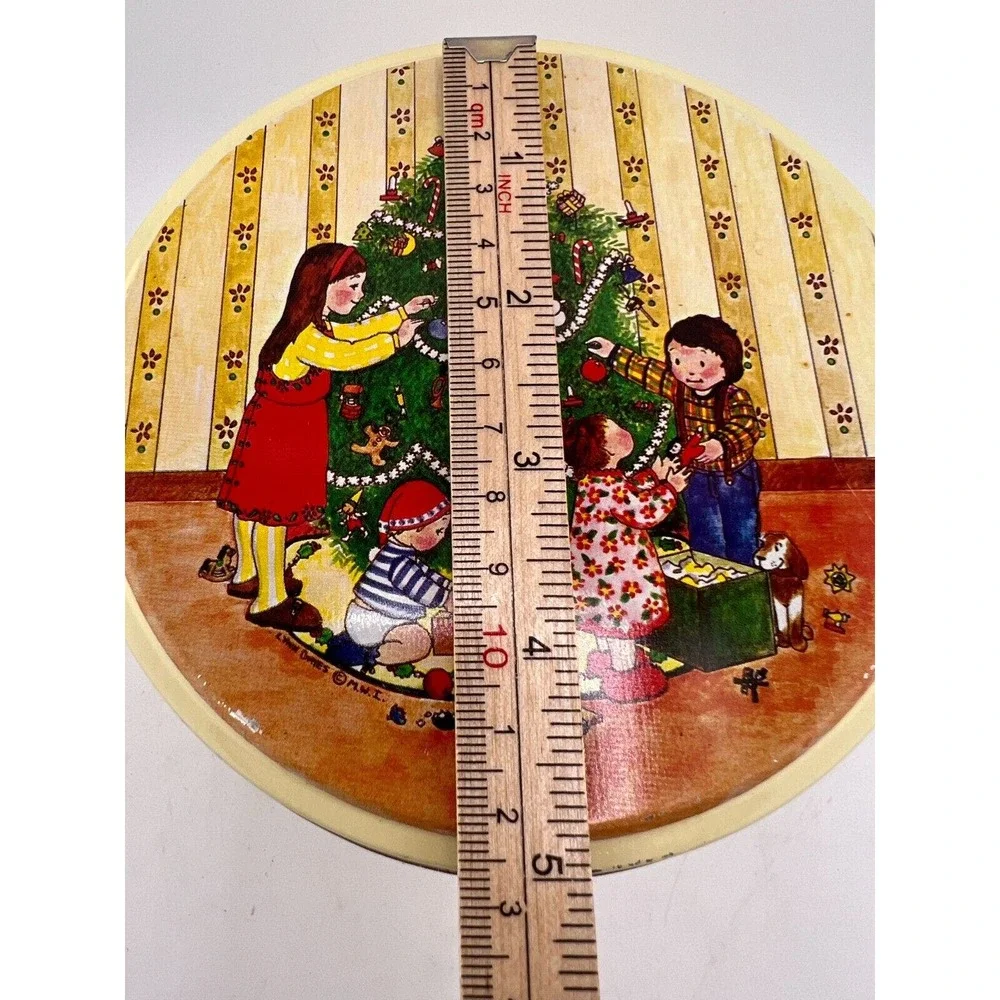Vintage Christmas Holiday Tree with Children Canisters‎ Tin
